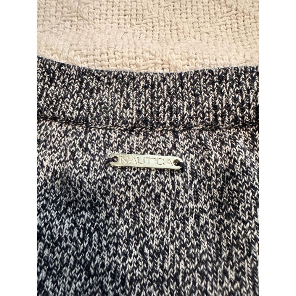 Nautica Heathered Navy Anchor Cotton Sweater Size Large - Picture 3 of 7